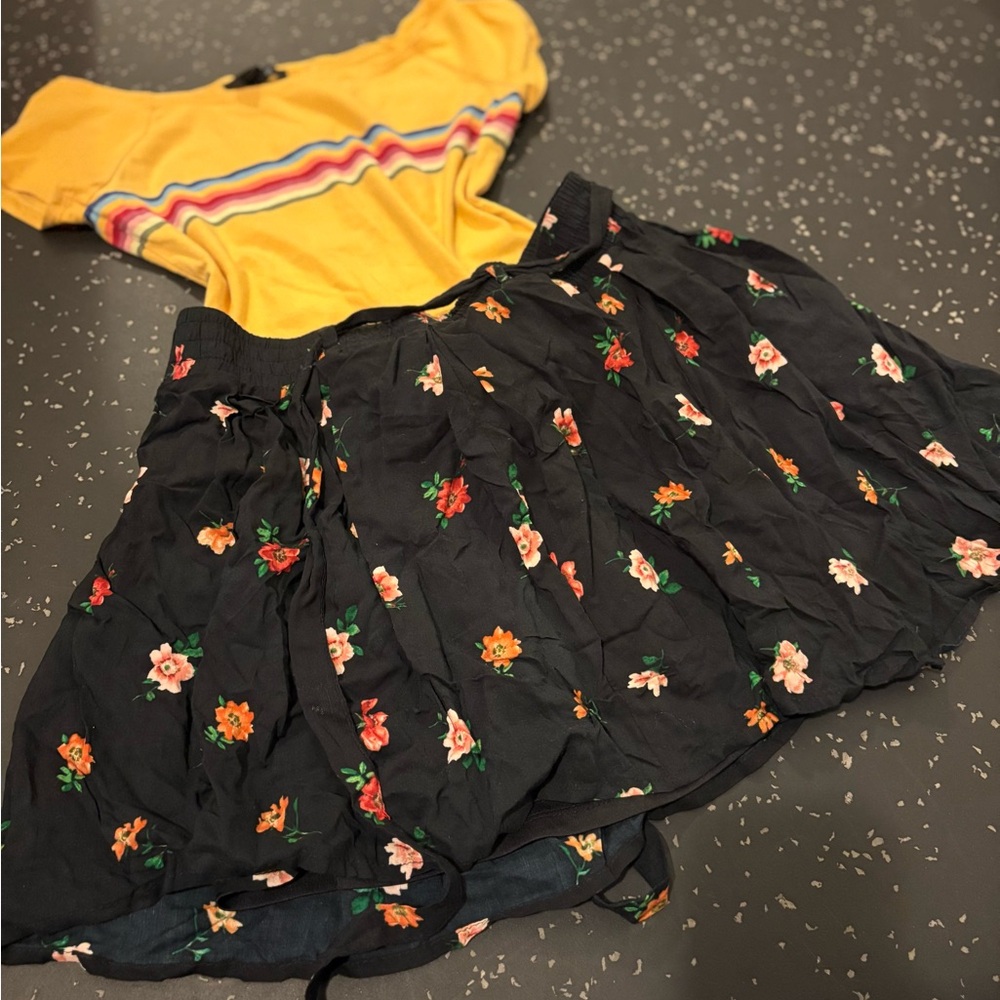 Yellow Top and Floral Skirt Set